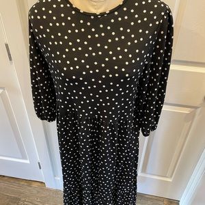 Zara black and white polkadot BoHo midi dress